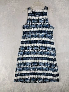 Womens Dress Medium Athleta Santorini Blue White Batik Stretch Jersey - Picture 1 of 13
