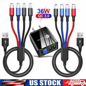 4 in 1 Fast USB Charging Cable Universal For Samsung Galaxy S24 Ultra S23 FE S22 - Picture 1 of 20