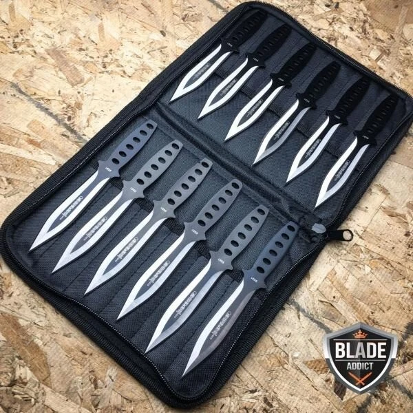 DEFENDER 12PC 6" Tactical Ninja Hunting Combat Ninjutsu Kunai Throwing Knife Set + NEW