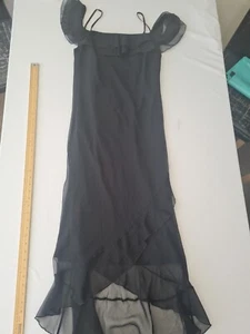 Ladies Lined Ruffled Sleeveless Dress Etam Size (Check Pics) Black Midi 28724 - Picture 1 of 15