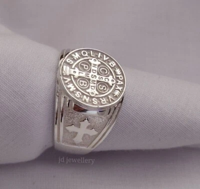 925 sterling silver handmade St Benedict Ring,St Cross Benedict Ring St Jesus - Image 1 of 4