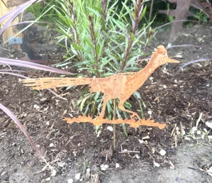 Rusty Roadrunner arte da giardino in metallo con palo da giardino rimovibile 12" - Foto 1 di 6