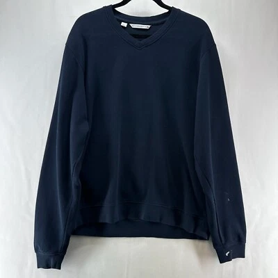 Cutter & Buck Sweater Men Sz M V-Neck Long Sleeve Pullover Ribbed Knit Navy Blue - Image 1 of 4