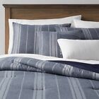 5pc Full/Queen Bowen Reversible Herringbone Stripe Comforter Bedding Set Blue -