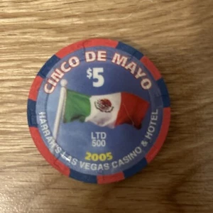 Harrah’s Las Vegas $5 Cinco De Mayo Casino Chip Rare - Picture 1 of 3