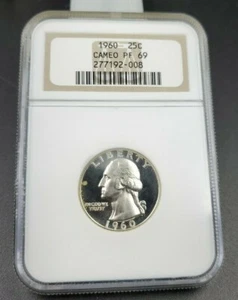 1960 P 25c Washington Silver Coin Proof Quarter NGC PF69 Cameo Brown Label Holde - Picture 1 of 2