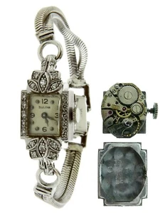 Vintage Bulova Diamond Platinum & 14K White Gold Wrist Watch 6.5" MSRP $4,800 - Picture 1 of 10