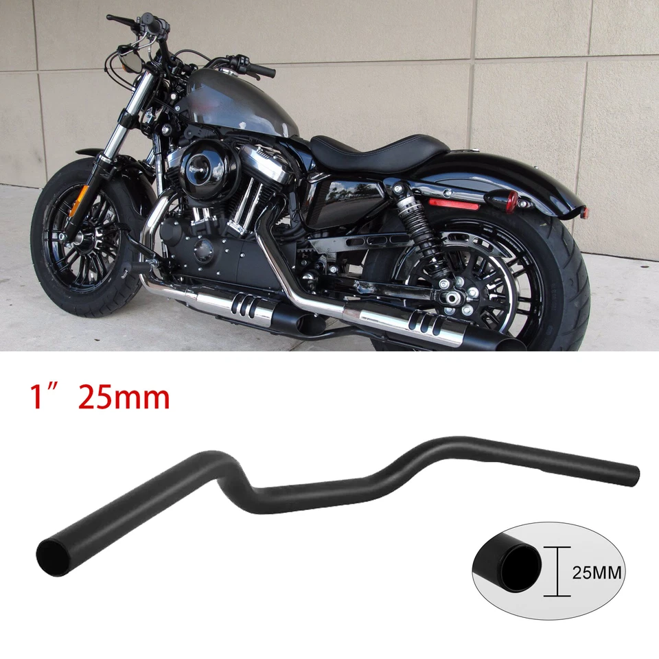 Motorcycle 1" 25mm Handlebar Matte Black For Harley Davidson Sportster 1200 Foto 1 de 4