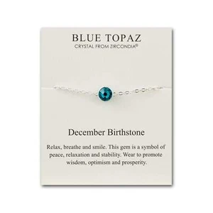 December (Blue Topaz) Birthstone Anklet Created with Zircondia® Crystals - Picture 1 of 9