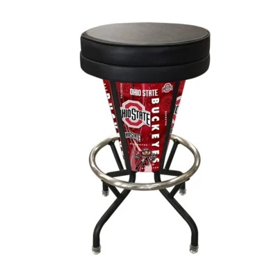 NCAA - Lighted Ohio State Swivel Bar Stool College Team Logo - Image 1 of 4