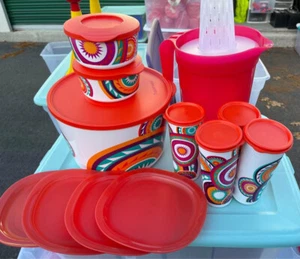 Tupperware Set Maya Sunrise Collection 12-teilig mit SCHÜSSELN, TELLERN, BECHERN, KRUG - Bild 1 von 5