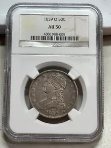 1839-O  CAPPED BUST HALF DOLLAR   NGC AU50   KEY DATE - Picture 1 of 3