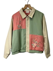 Vintage Pastel Track Suit Jacket Color Block Napa Valley Costal Granny Large - Picture 1 of 13