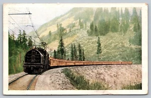 Olympian Train Cascade Mountains elektrifizierte Lok Postkarte CMSTP GE selten - Bild 1 von 2