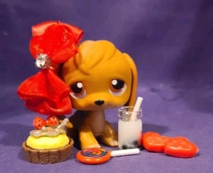 Authentischer Littlest Pet Shop #16 brauner Beagle Hund lila Augen LPS Punktaugen - Bild 1 von 7