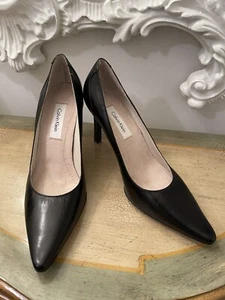 Calvin Klein Black Leather Dress High Heel Pointed Toes Woman Size 7 - Picture 1 of 8
