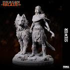 Female Elf Silwer and Wolf Miniature Fits D&D Pathfinder DragonLance Game RPG