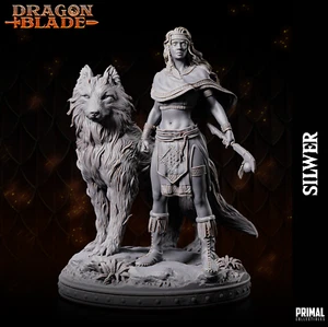 Miniatura Elfo Plateador y Lobo Femenino Se adapta a D&D Pathfinder DragonLance Juego RPG - Imagen 1 de 5