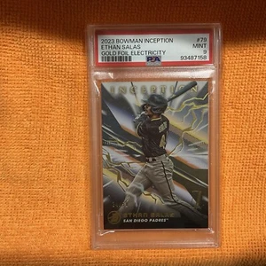 Ethan Salas 2023 Bowman Inception #79 Gold Foil Electricity 34/50 Prospect PSA 9 - Bild 1 von 7