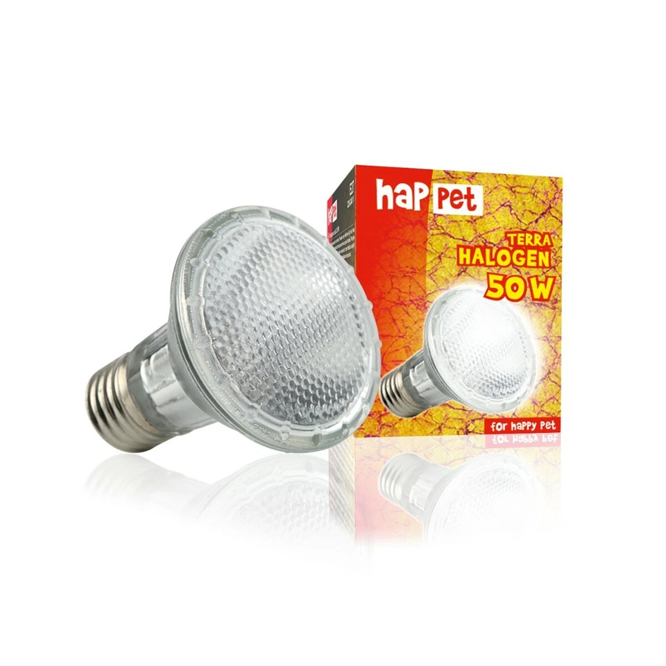 HAPPET Terrarium Halogen Strahler Wärme Lampe 35 50 75 100 Watt Reptilien Küken E27 Neu