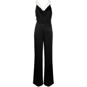 Alice & Olivia Neu mit Etikett Riska Wasserfallausschnitt Kettenriemen Overall in Schwarz Größe 6 UVP 550 $ - Bild 1 von 8
