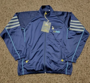 Nuova giacca PNB NATION full zip pista timida uomo MEDIA M blu poliestere vintage anni 90 Y2K - Foto 1 di 9
