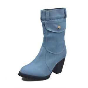 Sexy Boots Women's high Heel Denim Boot Lady Stylish Jeans Boots Shoes Cowboy
