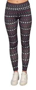 Adult Women's Humping Reindeer Candy Cane Black Christmas Leggings - Picture 1 of 3