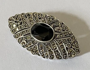 Broche ancienne - argent massif et marcassites - Picture 1 of 3
