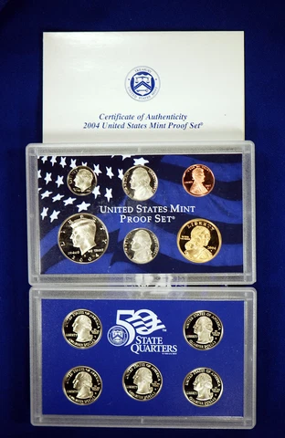2004-s U.S. Proof Set. Complete and Original in BLUE  mint paper box Cover