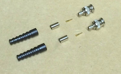 6x 2 BNC MALE 3 PART CRIMP PLUG / RG59 COAX CCTV CABLE - Image 1 of 3