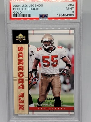 2004 Upper Deck Legends Derrick Brooks Gold #/25 SSP Buccaneers Salón de la fama PSA Como nuevo Foto 1 de 4