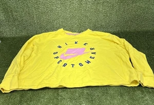 Maglione Nike donna grande giallo manica lunga pullover girocollo logo abbigliamento sportivo - Foto 1 di 7