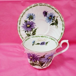 Vintage ROYAL KENDALL SEPTEMBER Bone China England TEA CUP & SAUCER Gold Trim - Picture 1 of 16