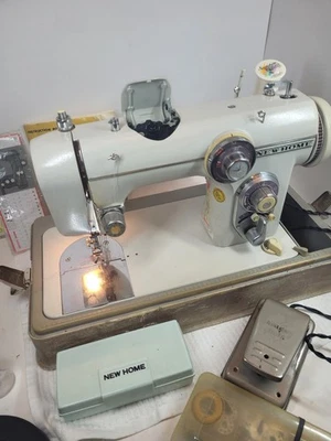 Vintage 1960’s Janome New Home Sewing Machine Model 672 With Pedal  Case, Manual - Image 1 of 4