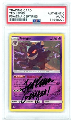 PSA Signed Ted Lewis Pokemon TCG Gengar 70/214 Reverse Holo Unbroken Bonds - Image 1 of 2