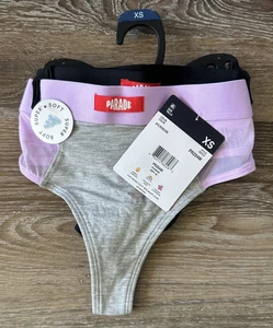 Bragas Tanga Parade Modal + Malla Mezcla Nylon Negro Púrpura Gris Juniors XS 2pk - Imagen 1 de 3
