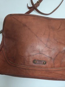 Borsa a tracolla vintage Frye in vera pelle marrone - Foto 1 di 7