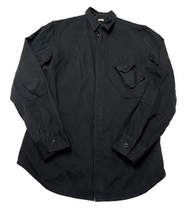 Helmut Lang Button Front Denim Shirt in Black - Picture 1 of 3
