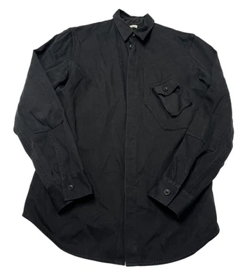 Helmut Lang Button Front Denim Shirt in Black - Image 1 of 3