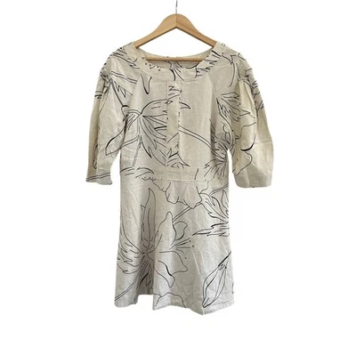 NWT Banana Republic Floral Linen Blend Mini Dress Womens Size 12 Petite Beach - Image 1 of 4