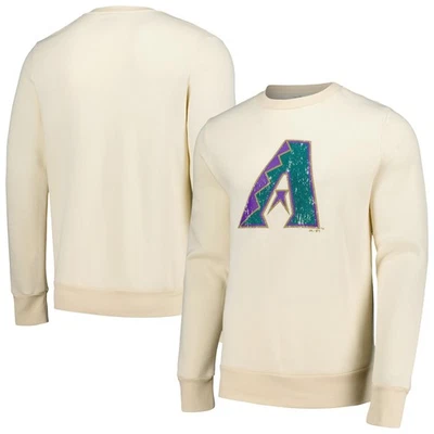 Men's Majestic Threads Oatmeal Arizona Diamondbacks Fleece Pullover Sweatshirt - Image 1 of 3