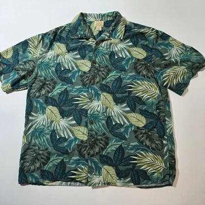 Camisa masculina vintage havaiana Aloha com botões Jos. A. Banks de seda tamanho grande  - Imagem 1 de 4