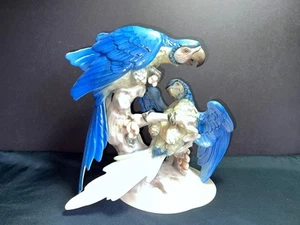 HUTSCHENREUTHER GERMANY LARGE 2 PARROT FIGURINE PORCELAIN 11.5" D703) - Picture 1 of 11