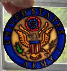 Handkolorierter Buntglas Stil United States Army US Sonnenfänger Vintage - Bild 1 von 9