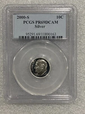 2000 S Silver Proof Roosevelt Dime PCGS PR69 DCAM - Image 1 of 4