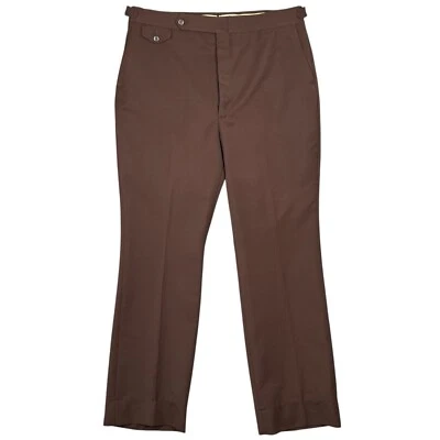 Higgins Slacks Pants Men's 38x33 Brown Vintage Boho Straight Cinch Buckles Disco - Image 1 of 4