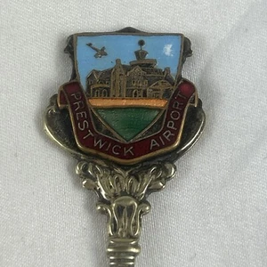 Prestwick Airport Scotland Souvenir Spoon 4.5” Metal Patina - Picture 1 of 3
