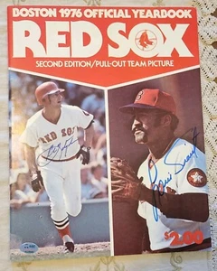 Luis Tiant & Carl Yastrzemski hand signed 1976 Red Sox Yearbook Carbo Auto bonus - Picture 1 of 8