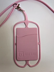 Pink Gear Beast Cell Phone Lanyard - Universal Neck Phone Holder w/Card Pocket - Photo 1 sur 3